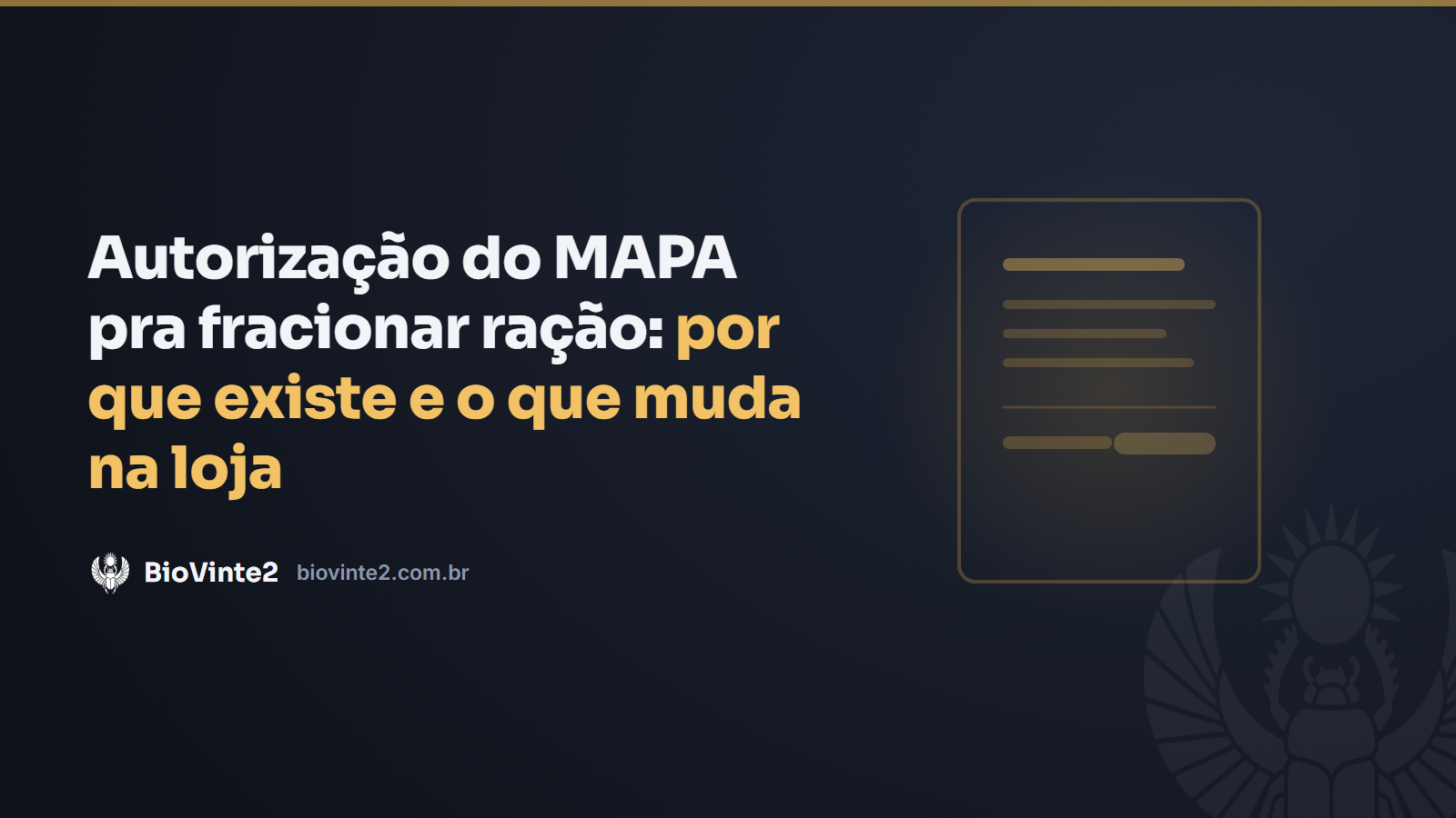 Autorização do MAPA pra fracionar ração: por que existe e o que muda na loja
